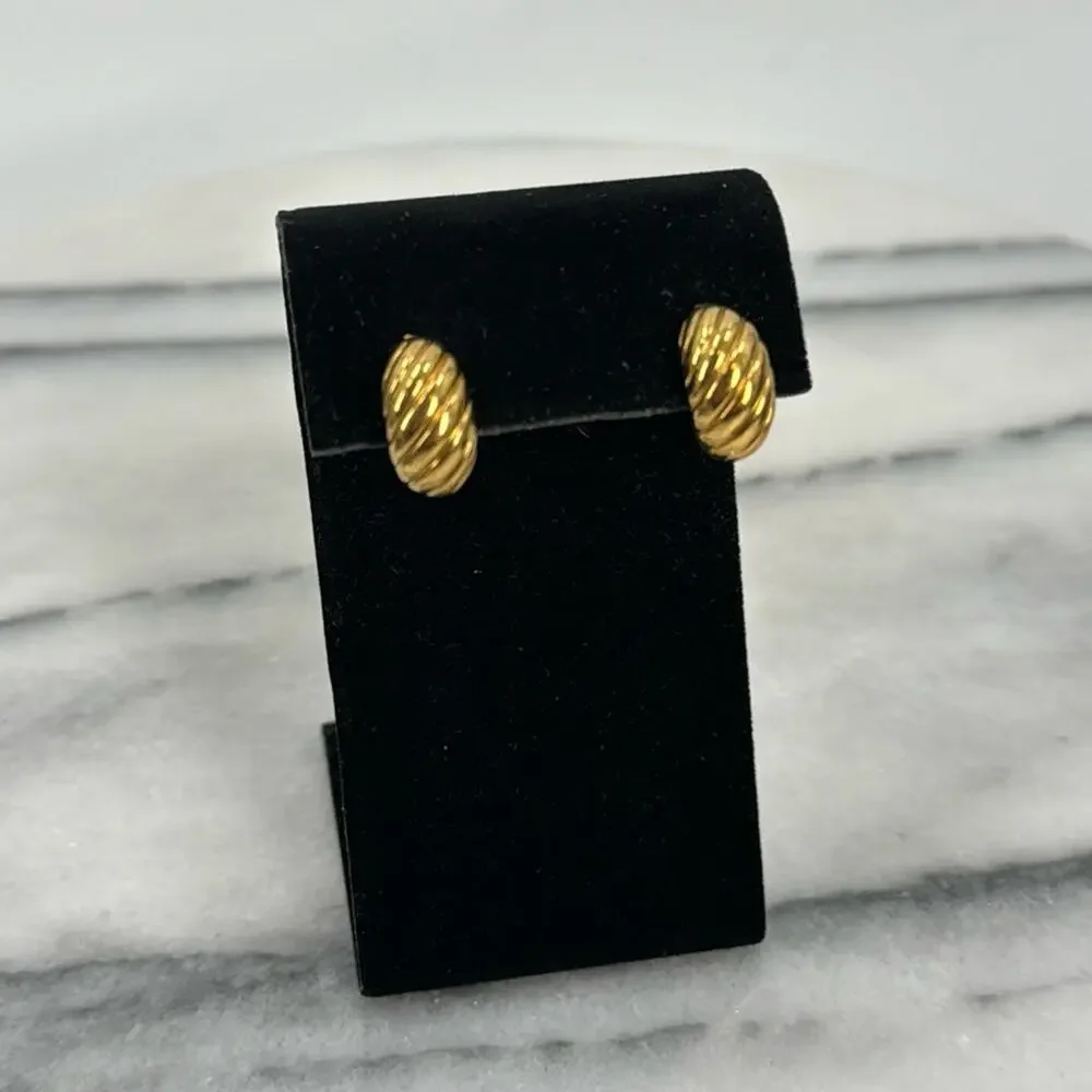 Vintage Napier scalloped gold earrings